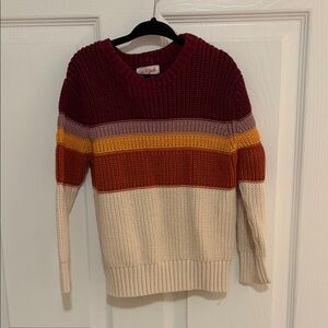 Cat & Jack Burgundy and Mustard Striped Sweater